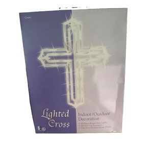 2007 Indoor/Outdoor Lighted Cross Decoration Impact Christmas Holiday White